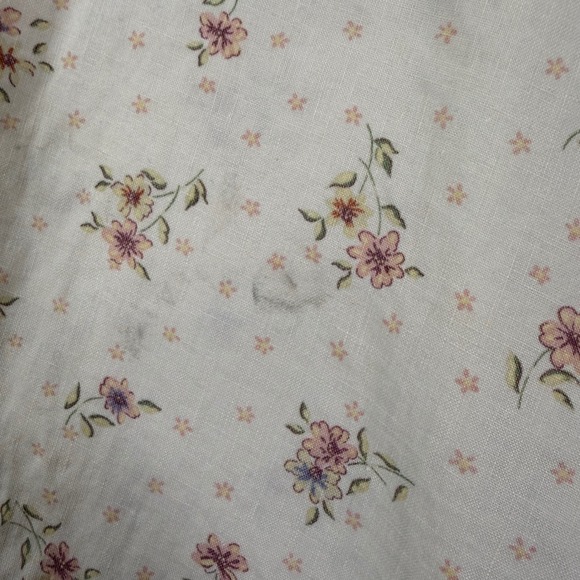 Vintage 90s Eddie Bauer Women XXL Linen Floral Maxi Dress Cream Short Sleeve - Picture 9 of 9